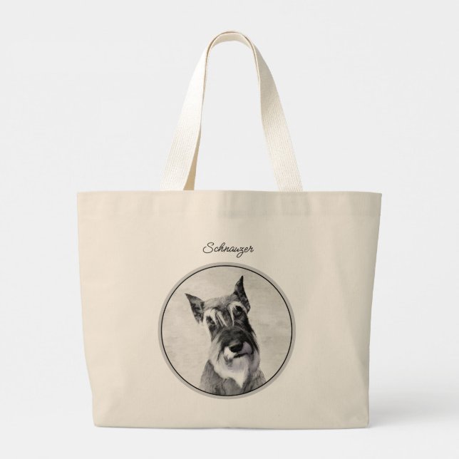 Grand Tote Bag Schnauzer Peinture Giant Décroché Art Chien origin (Dos)