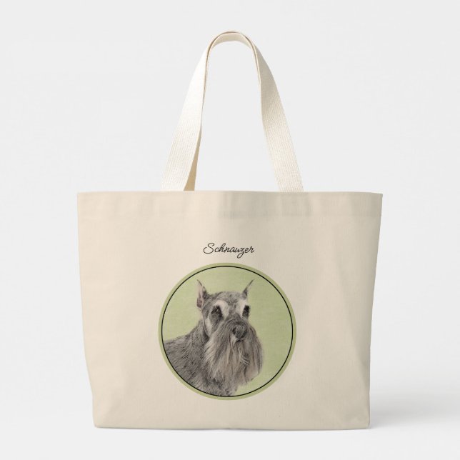 Grand Tote Bag Schnauzer Peinture Giant Standard Décroché Chien A (Dos)