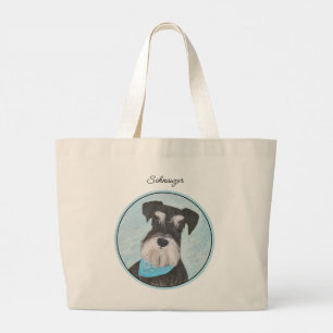 Grand Tote Bag Schnauzer Peinture Miniature non découpée Pot de c