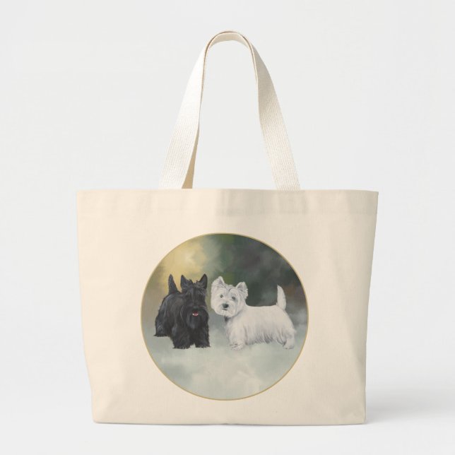 Grand Tote Bag Scottie Westie Hiver (Devant)