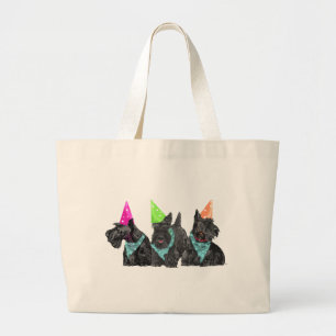 Grand Tote Bag Scotties de la célébration en chapeaux de fête