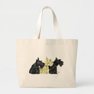 Grand Tote Bag Scotties noirs et blé