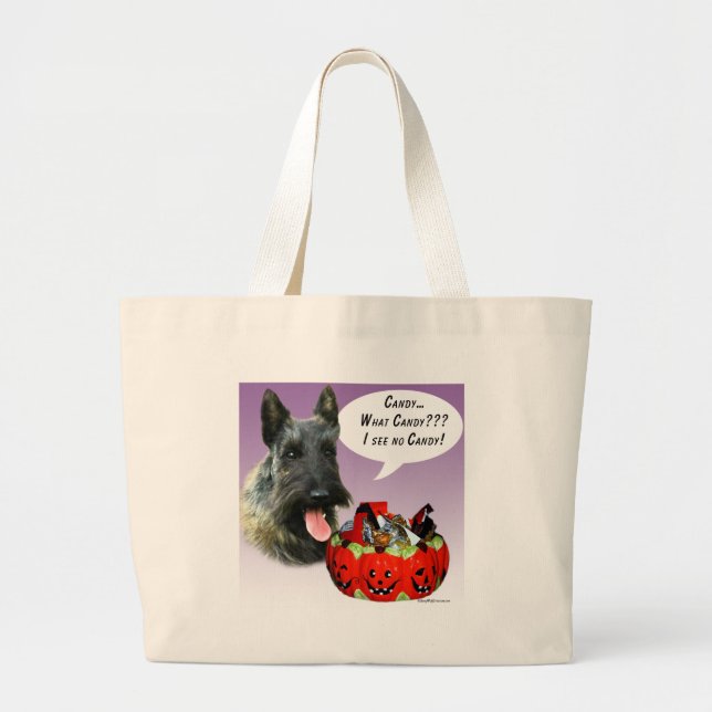 Grand Tote Bag Scottish Terrier Halloween Candy (Devant)