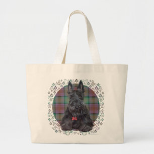 Grand Tote Bag Scottish terrier on tartan