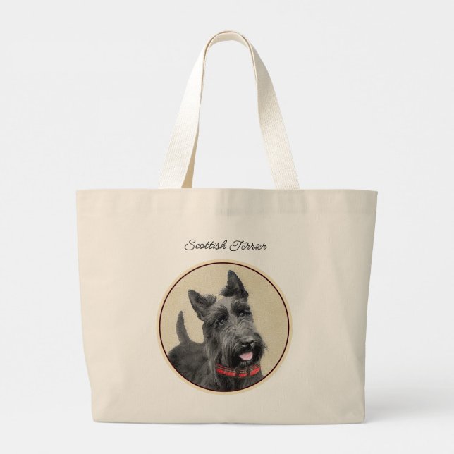 Grand Tote Bag Scottish Terrier Peinture Black Original Chien Art (Dos)