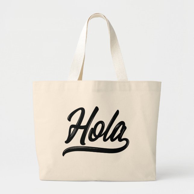 Grand Tote Bag Script Hola (Noir) (Devant)
