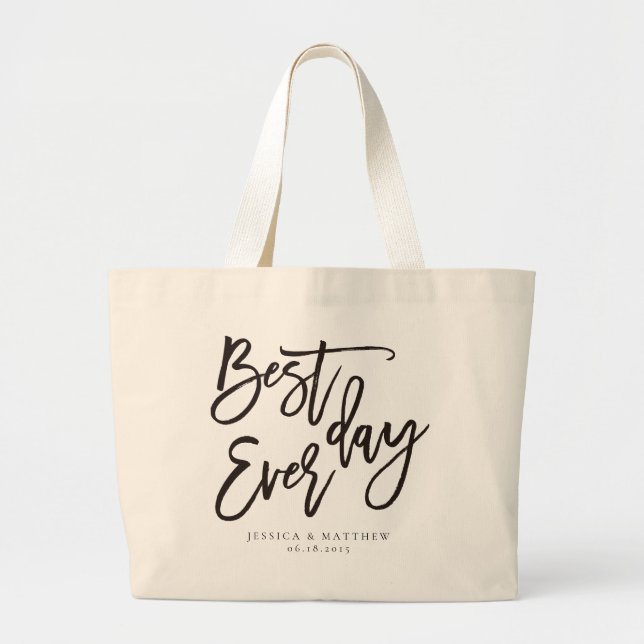Grand Tote Bag Script meilleure journée qui soit (Devant)
