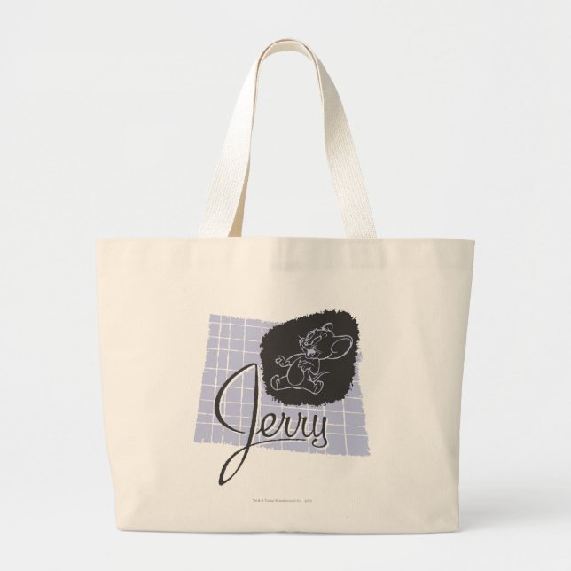 Grand Tote Bag Script noir et bleu Jerry (Devant)
