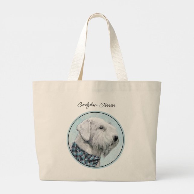 Grand Tote Bag Sealyham Terrier Peinture Cute Original Chien Art (Dos)