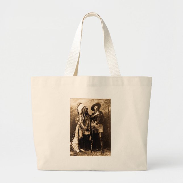 Grand Tote Bag Séance en chef Taureau et Buffalo Bill 1895 (Devant)