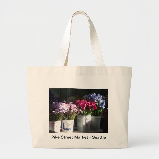 Grand Tote Bag Seattle fleurit la photo (Devant)