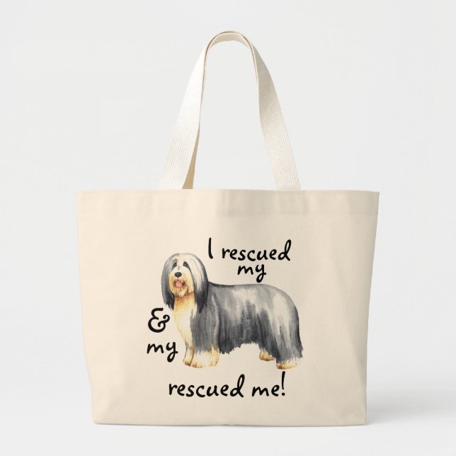 Grand Tote Bag Secourir Collie hérissée (Devant)