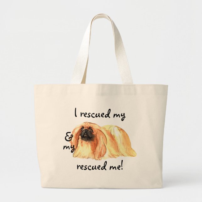 Grand Tote Bag Secourir Pekingese (Devant)