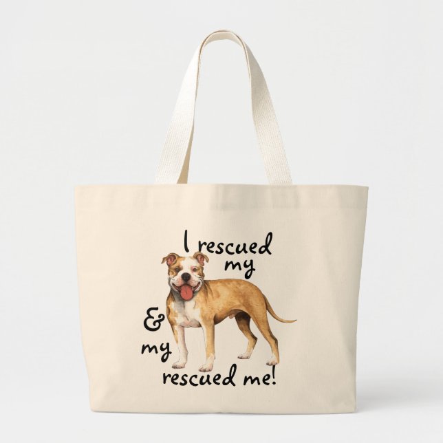 Grand Tote Bag Secourir Pit Bull Terrier (Devant)