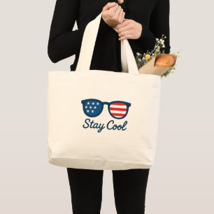 Grand Tote Bag Séjour Cool Lunettes de soleil patriotique - Drape