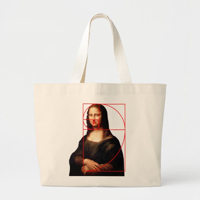 Grand Tote Bag Séquence Leonardo da Vinci Mona Lisa Fibonacci (Devant)