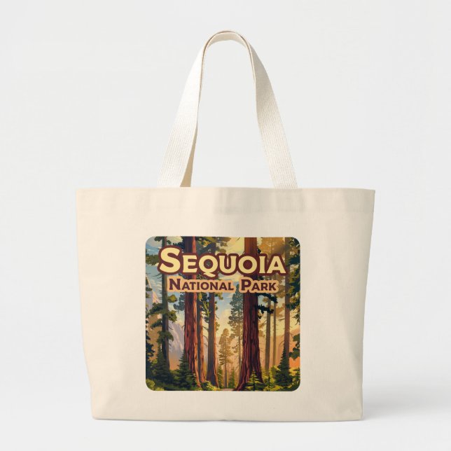 Grand Tote Bag Sequoia National Park California Tree Retro (Devant)