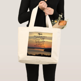 Grand Tote Bag Serenity Prière Orange Seascape Sunset Photo