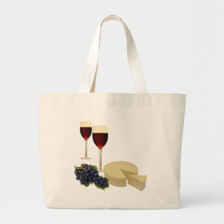 Grand Tote Bag Série de vin et de fromage