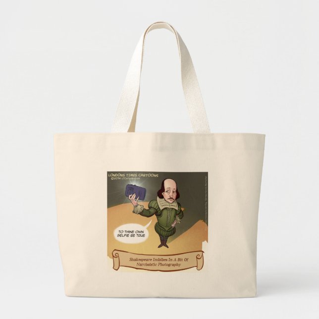 Grand Tote Bag Shakespeare Prend un Selfie Drôle (Devant)