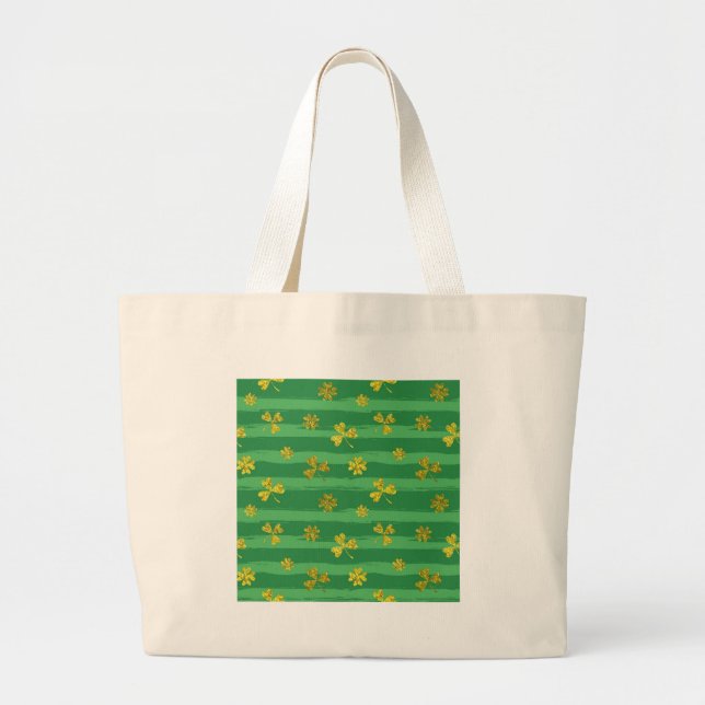 Grand Tote Bag shamrock d'or st patrick (Devant)