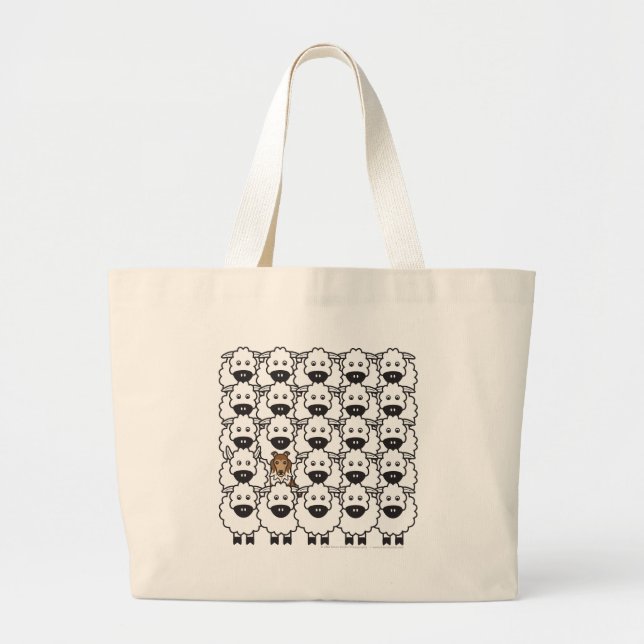 Grand Tote Bag Sheltie chez les moutons (Devant)