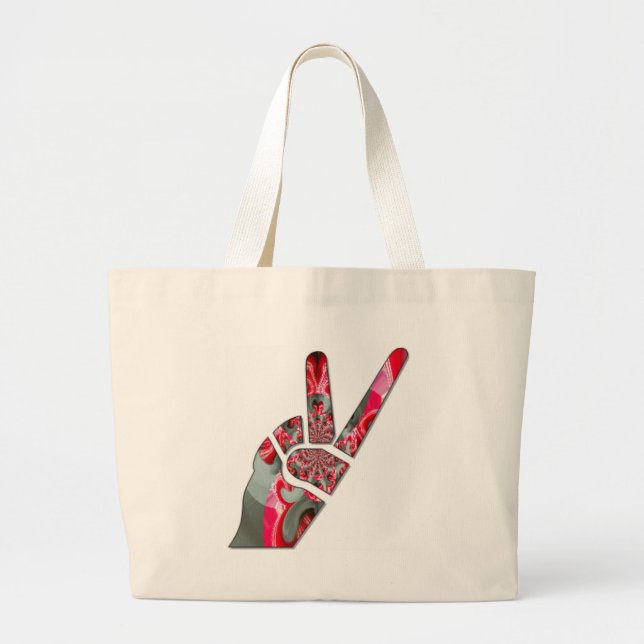 Grand Tote Bag Signe de paix à la main (Devant)