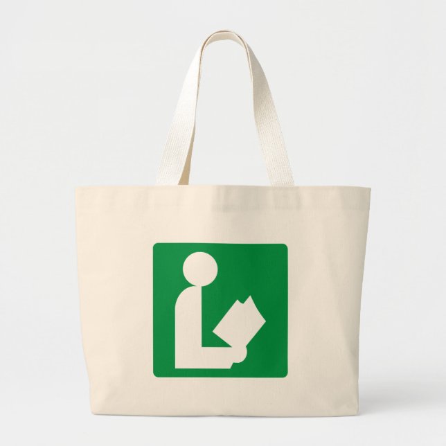 Grand Tote Bag Signe de route de bibliothèque (Devant)
