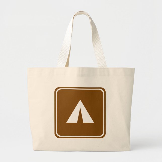 Grand Tote Bag Signe de route de camping (Devant)