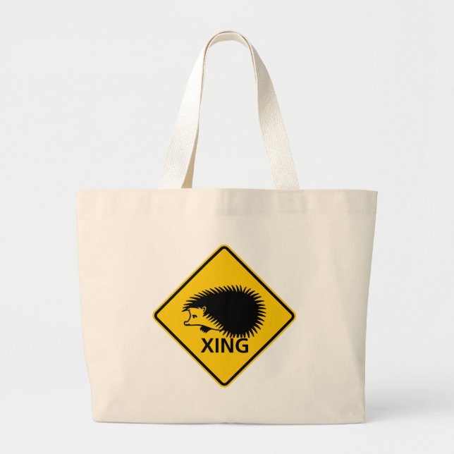 Grand Tote Bag Signe de route de croisement de hérisson (Devant)