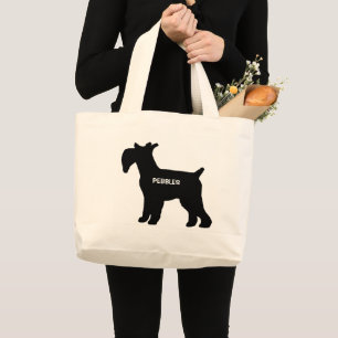 Grand Tote Bag Silhouette de chien standard Schnauzer sur mesure