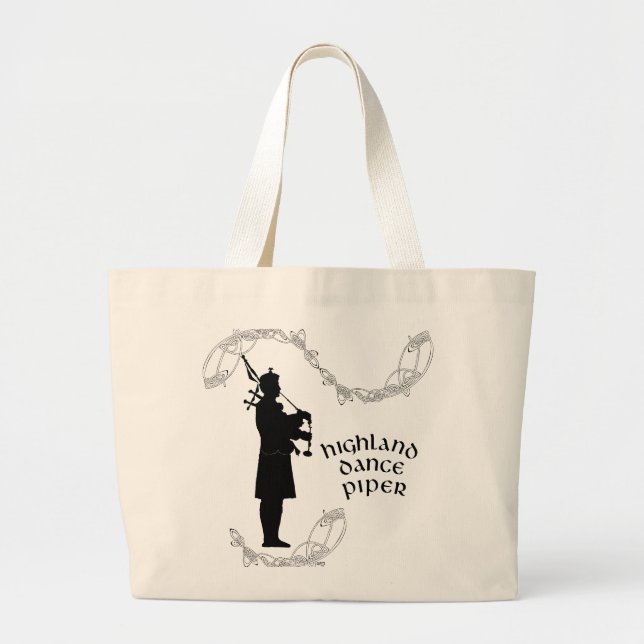 Grand Tote Bag Silhouette de joueur de cornemuse (Devant)