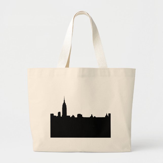 Grand Tote Bag Silhouette de New York noir et blanc (Devant)