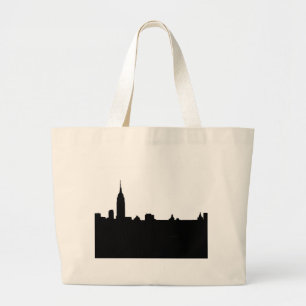 Grand Tote Bag Silhouette noire et blanche de New York