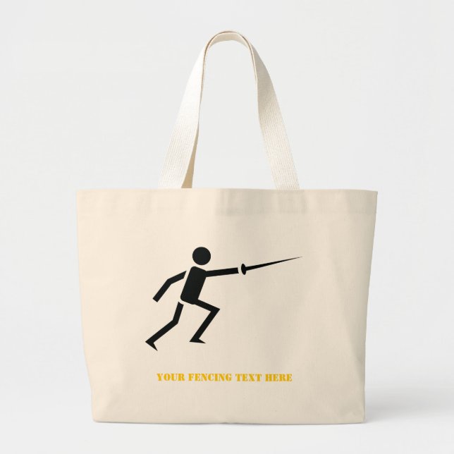 Grand Tote Bag Silhouette noire Fencer avec clôture d'épée person (Devant)