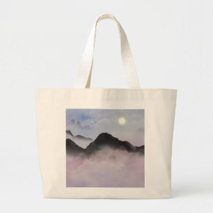 Grand Tote Bag Silhouettes de Montagne Pastel Nature minimalist