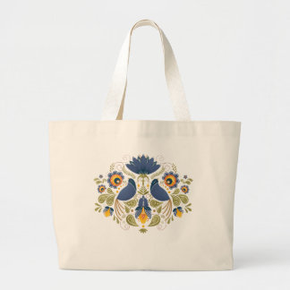 Grand Tote Bag Simple slave Folk Bluebird Art