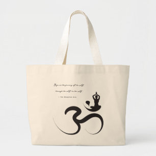 Grand Tote Bag Simple Zen Yoga Om Calligraphie Silhouette Logo Sa