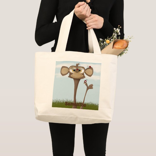 Grand Tote Bag Singe idiot et coccinelles (Devant (produit))