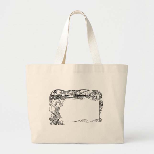 Grand Tote Bag Sirène et mouettes (Devant)
