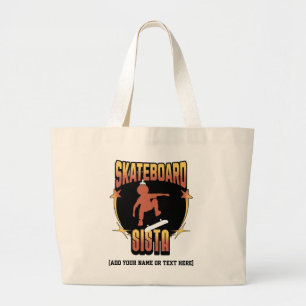 Grand Tote Bag SKATEBOARD SISTA Afro Skateboard Nom personnalisé