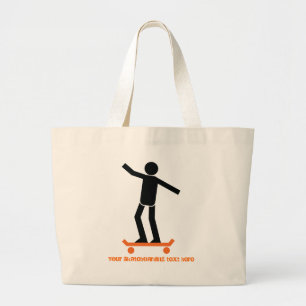 Grand Tote Bag Skateboardeur sur son skateboard personnalisé