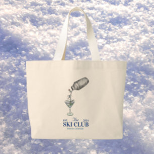 Grand Tote Bag ski voyage aquarelle bleu