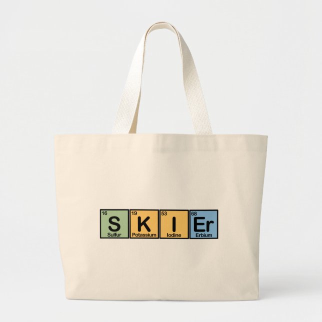 Grand Tote Bag Skier fait d'éléments (Devant)