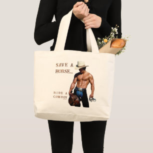 Grand Tote Bag SlipperyJoe's sauve cheval monter chapeau de cowbo