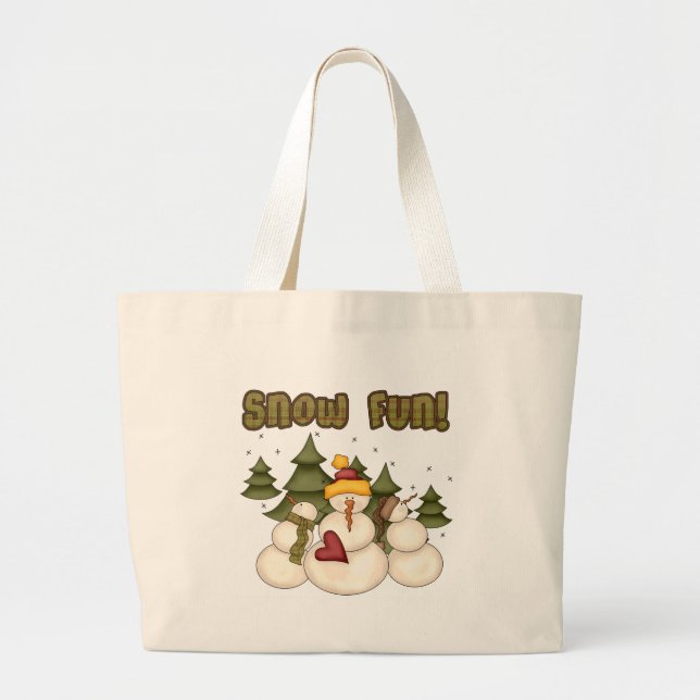 Grand Tote Bag Snow Fun Deux T-shirts et cadeaux (Devant)