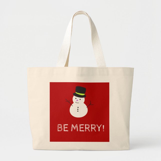 Grand Tote Bag Snowman Be Joyeux (Devant)