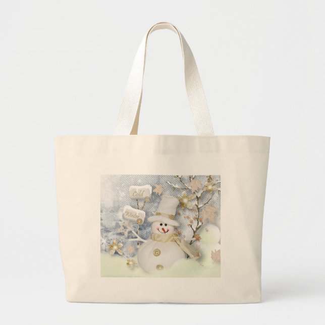 Grand Tote Bag Snowman hiver froid (Devant)