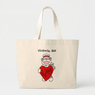 Grand Tote Bag Sock Monkey I Love Nursing T-shirts et cadeaux