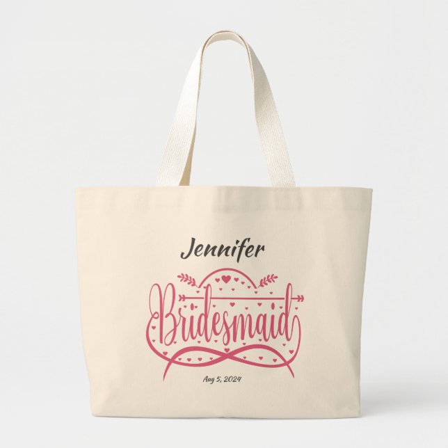 Grand Tote Bag Soeurs roses de demoiselle d'honneur fête de marié (Devant)